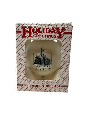 Slippery Rock University Vintage Satin Bulb Christmas Tree Ornament SRU PA New